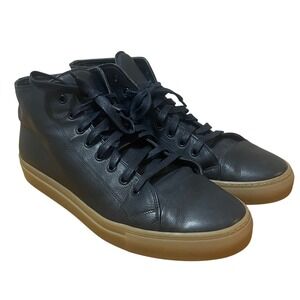 Timothy Roquemore Mens 43 Navy Blue Leather High Top Sneakers Quiet Luxury Italy